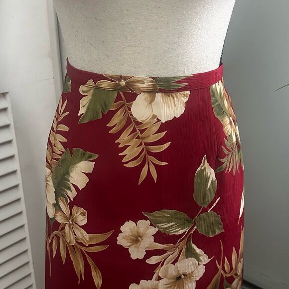 Vintage ALFRED DUNNER Womens Red Floral Tropical Retro Summer Midi Modest 16 - Picture 3 of 9